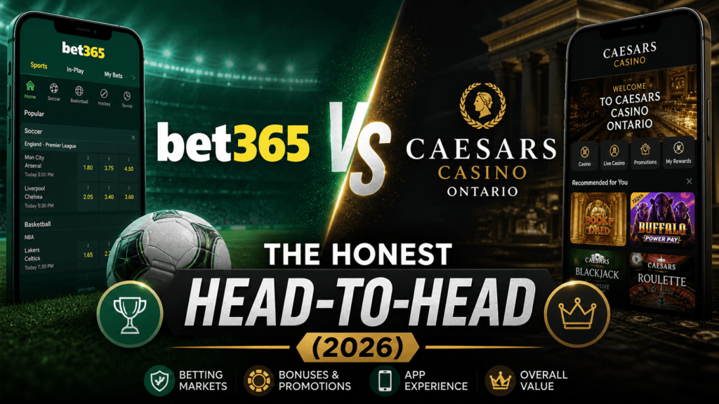 Bet365 vs Caesars Casino Ontario: The Honest Head-to-Head (2026)